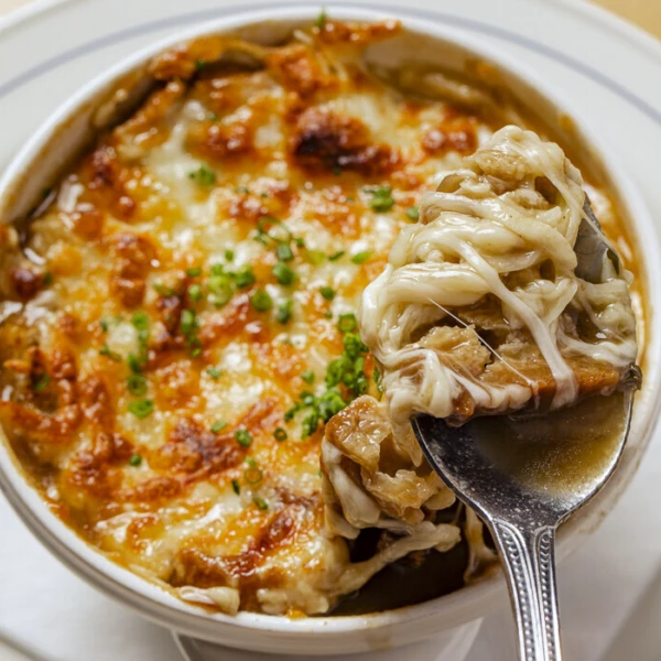 Soupe a loignon et a la biere rousse